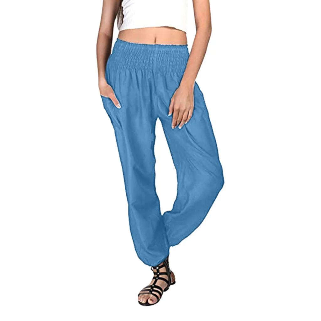 Большие размеры свободные штаны для йоги мужские и женские шаровары хлопковые