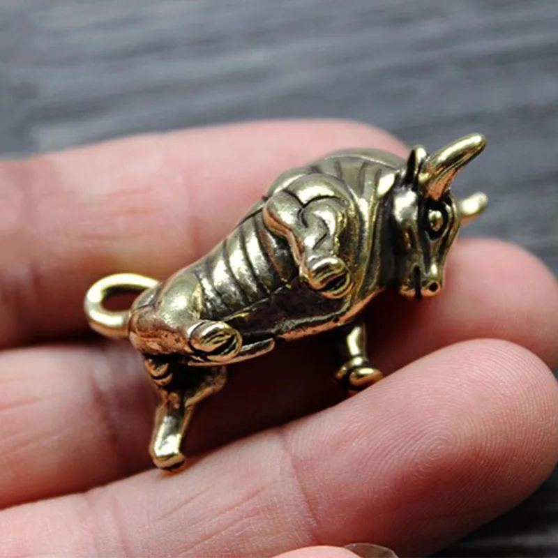 Брелок ручной работы из твердой латуни Bull EDC подвеска для ключей на молнии