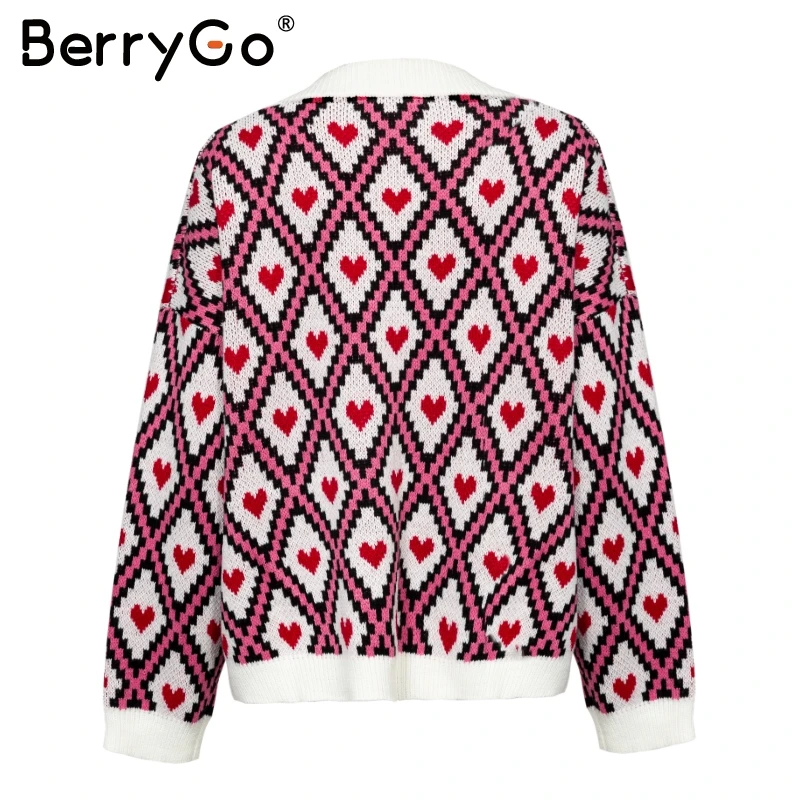 Женский вязаный кардиган BerryGo повседневный однобортный свитер с принтом в виде