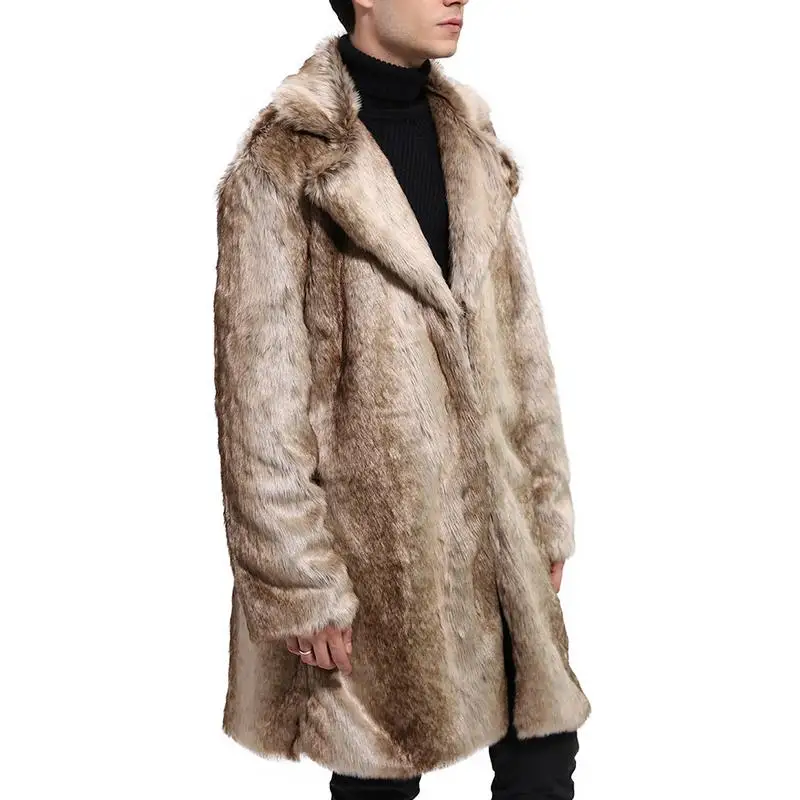 Осень и зима Для мужчин костюм шеи искусственного меха пальто с длинными