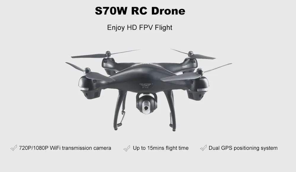 SJRC S70W Радиоуправляемый Дрон 1080 P 720 P WiFi FPV двойной gps модуль высота удерживайте за мной Безголовый режим