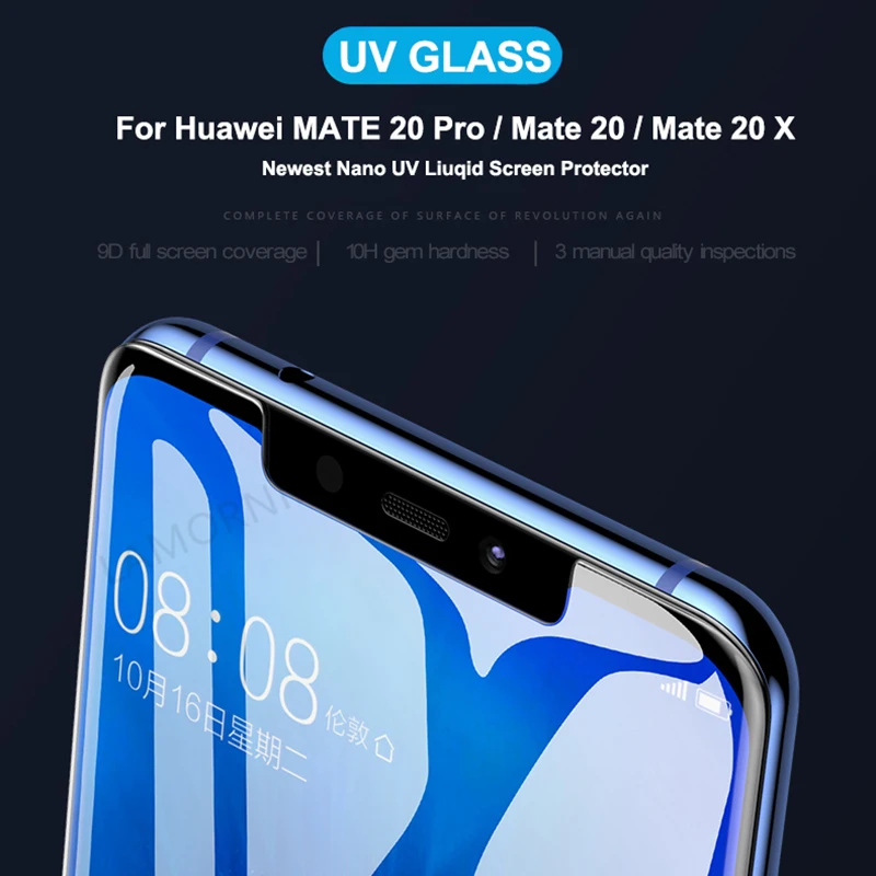 УФ клей Sceen для Huawei Honor 8X жидкое закаленное стекло Mate 20 Pro P20 10 Note Magic 2 Nova 3 3i|Защитные