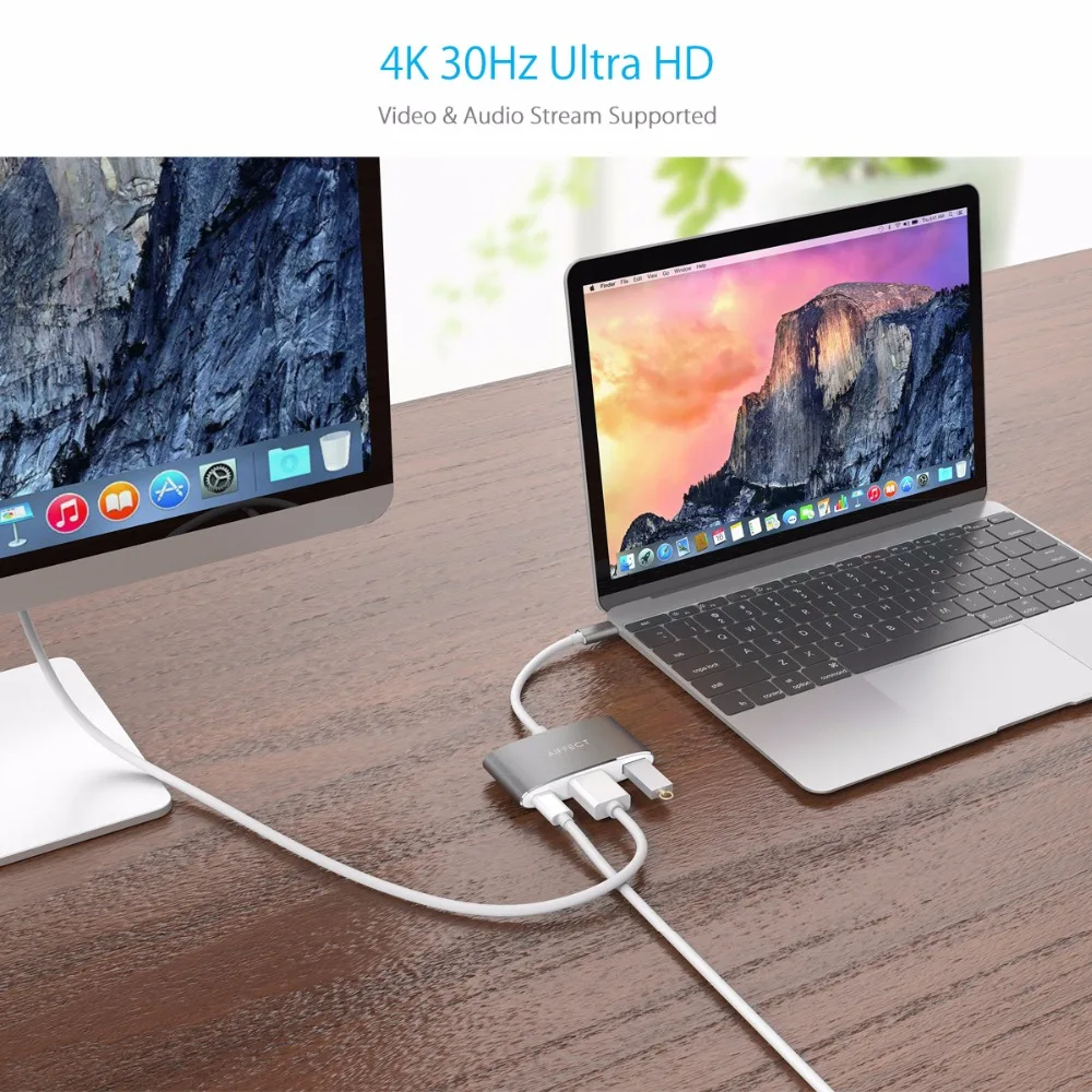 AIFFECT 4 К HD Тип usb C к HDMI USB3.1 PD заряд центром адаптер USB конвертер для ПК ТВ проектор 3in1