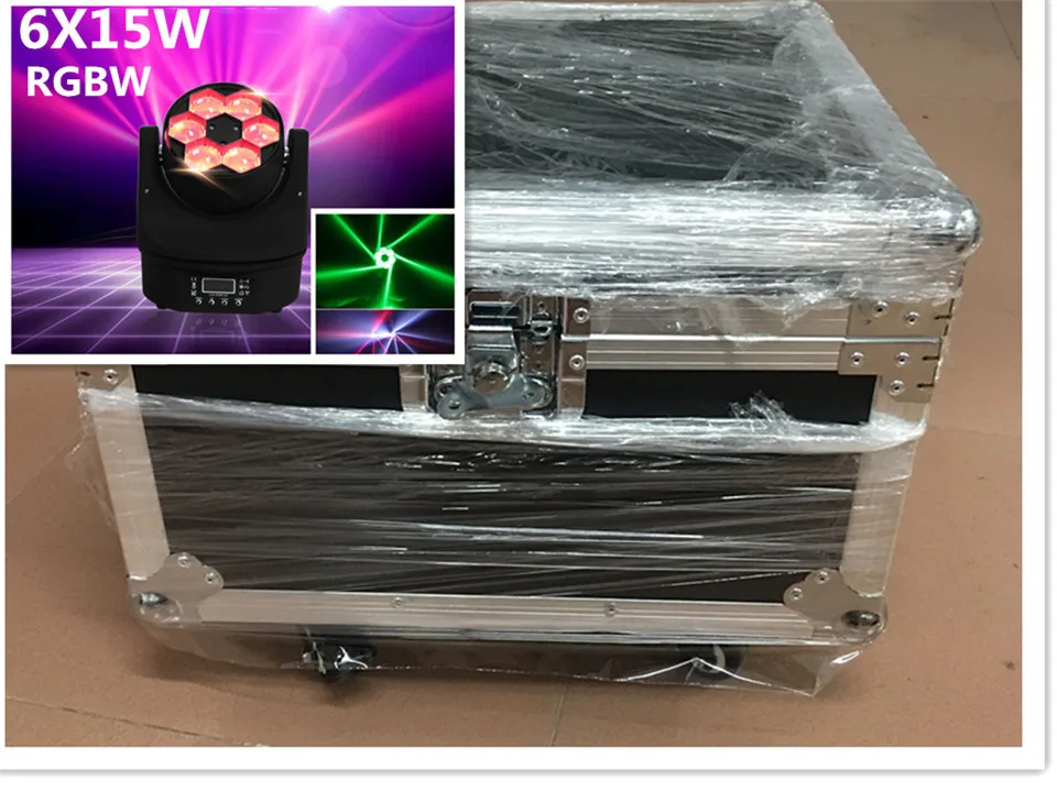 2 unids 6x15 Вт + чехол кабель 1 м dmx rgbw 4in1 mini led viga wash abeja ojo cabeza movil dj luz|Эффект освещения