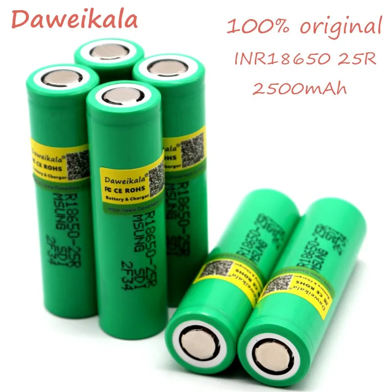 10 шт. Daweikala 18650 батарея 2500 mAh 3,6 V для samsung INR18650-25R 20A разрядка электронных сигарет