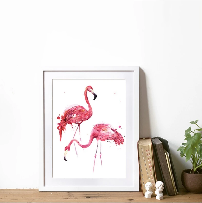 Ins Flamingo modular pictures painting by numbers on the wall Diy Oil drawing | Дом и сад