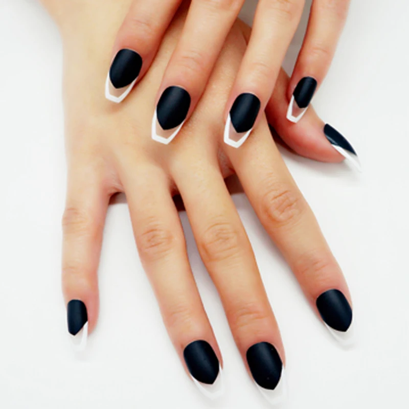 Черный гроб балерины поддельные ногти французский 24 наконечника накладные
