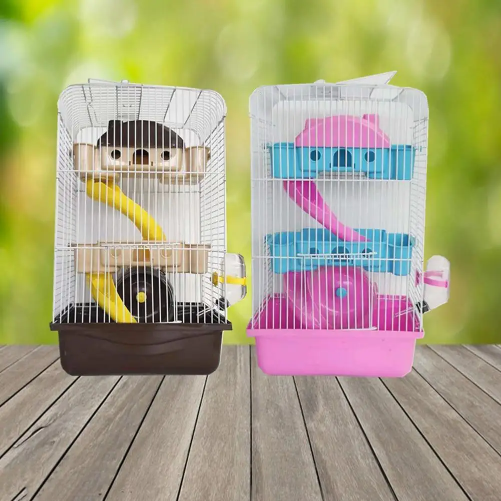 Adeeing 3 слойная повышающая вилла форма клетка для питомца с бегущим колесом миска