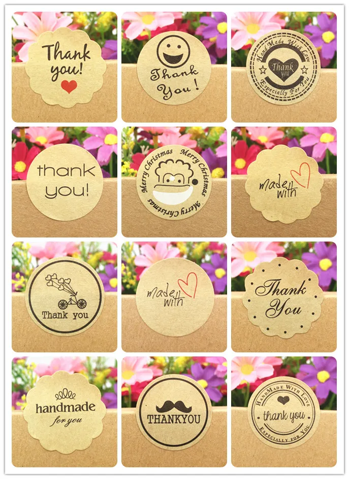 500 шт./лот клейкие этикетки из крафт бумаги диаметром 3 см DIY Подарочные