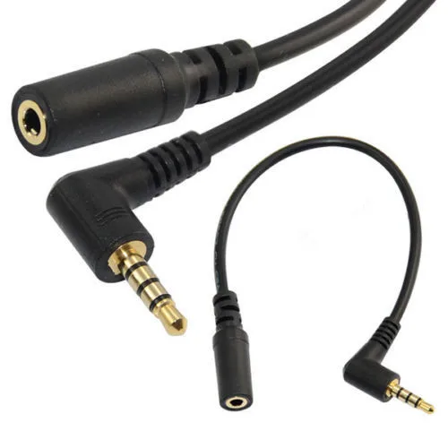 

20cm DC Audio Stereo 3.5mm Male to Right Angle Female M/F Plug Adapter Converter