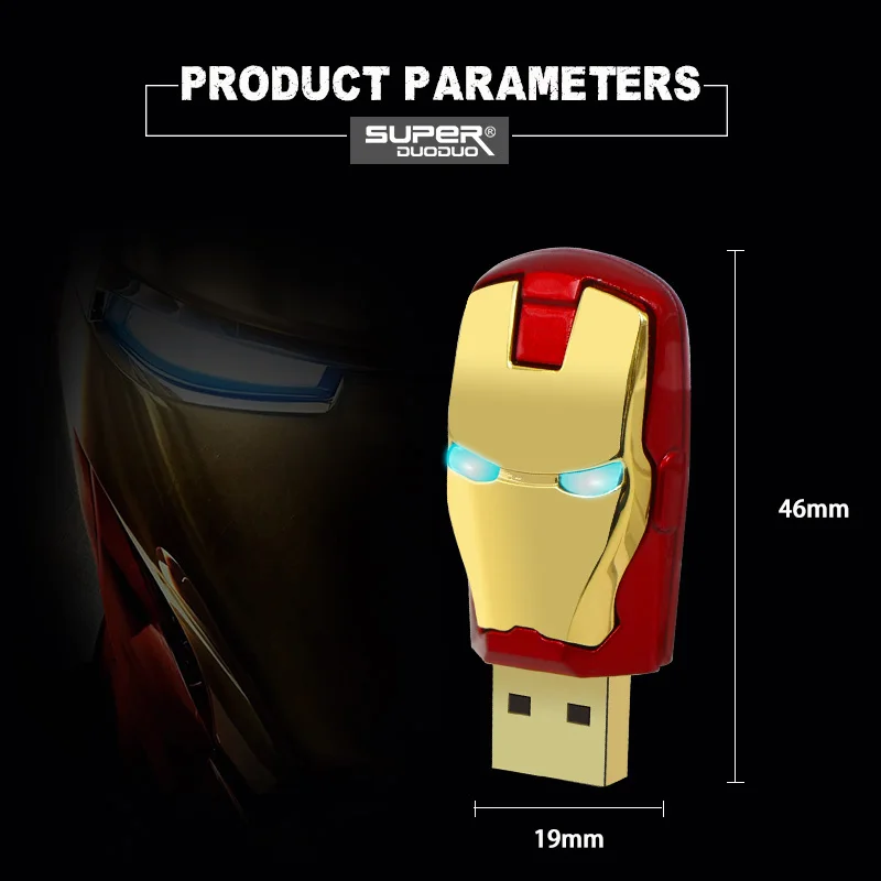 Флеш-накопители USB 32 ГБ 64 ГБ, Мстители, marvel, флеш-накопитель usb, Железный человек, 8 ГБ, 16 ГБ, usb 2,0, светодиодный флеш-светильник, флешки, карта памяти