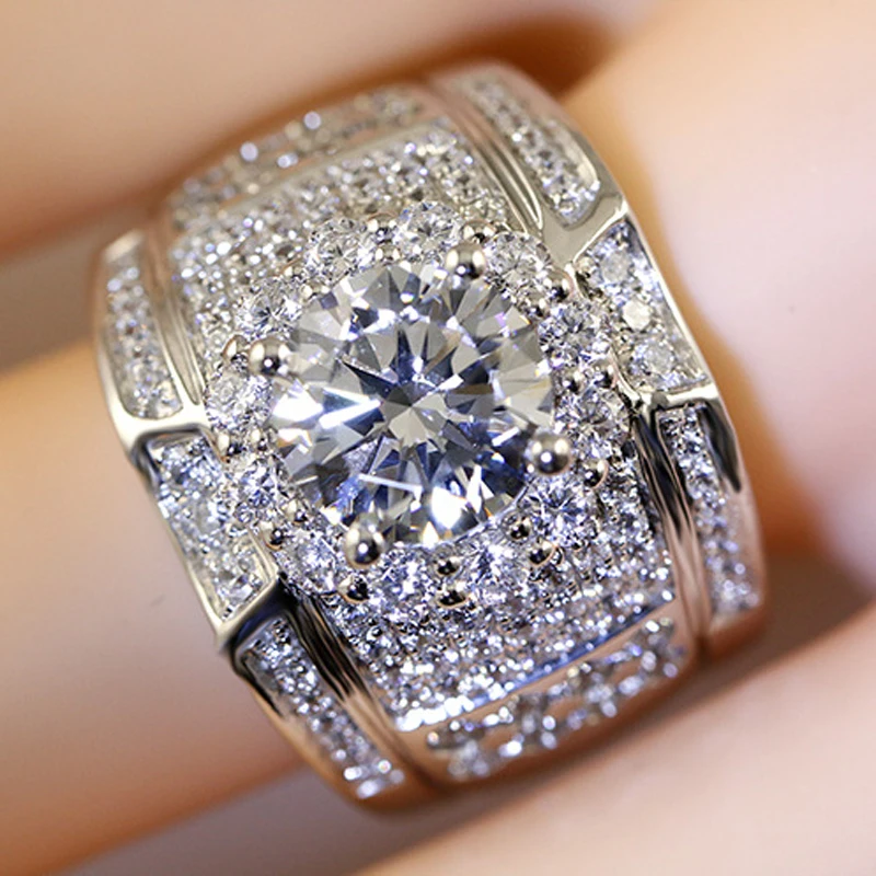 Обручальные кольца с цирконием AAA для женщин и мужчин большие ювелирные