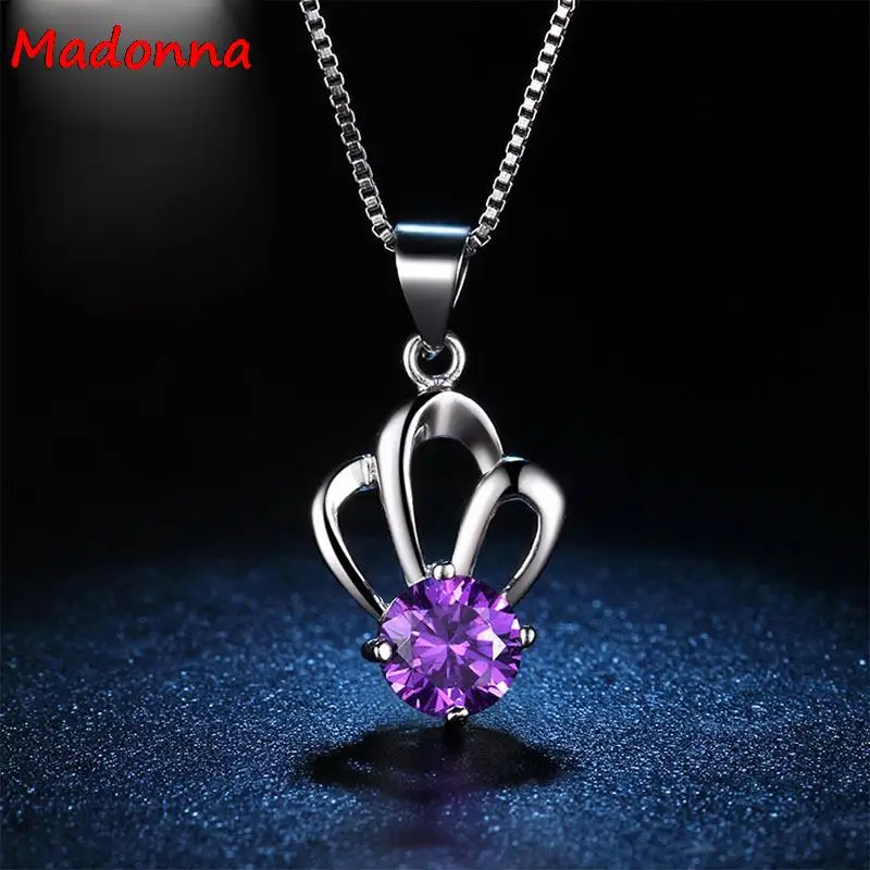 Модная белая фиолетовая Хрустальная корона с серебряным покрытием женское