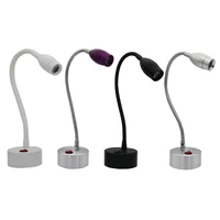flexible pipe 3w led desk portable light battery powered picture lamp fixture wireless spotlight button cabinet jewelry store