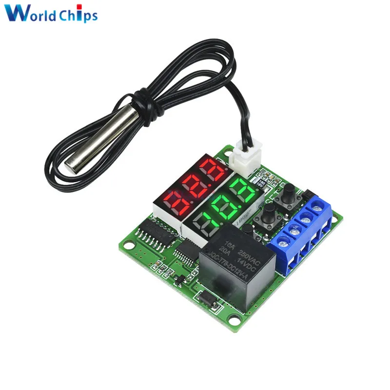 

W1209S Dual LED Digital Display Thermostat Temperature Controller Regulator Switch Control Relay NTC Sensor Module DC 12V