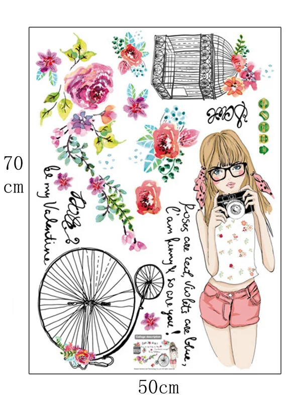 55x90 см модные настенные наклейки для девочек домашний декор виниловые комнаты