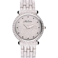 luxury melissa lady womens watch elegant full rhinestone cz fashion large hours bracelet crystal clock girl birthday gift box