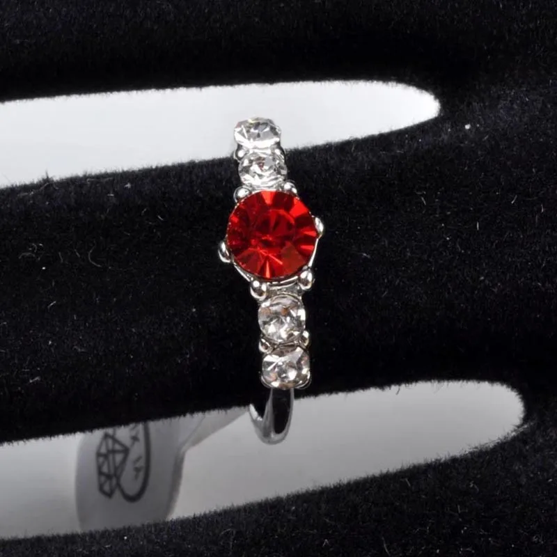 50pcs/lot Mixed Crystal Silver Plated Rings for Women Multicolor Rhinestone Wedding Female Jewelry Brand Design Rings