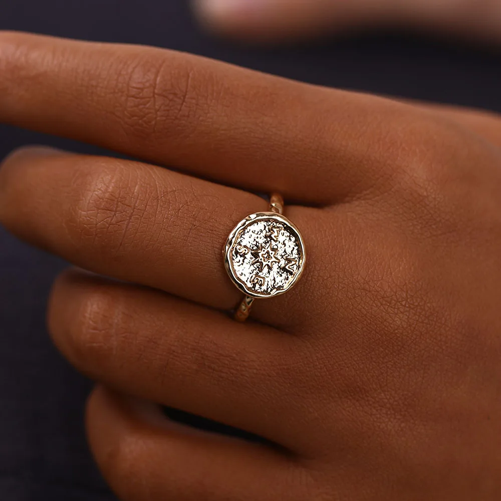 Женское кольцо с компасом Boho золотистое лучшие винтажные кольца для подруг