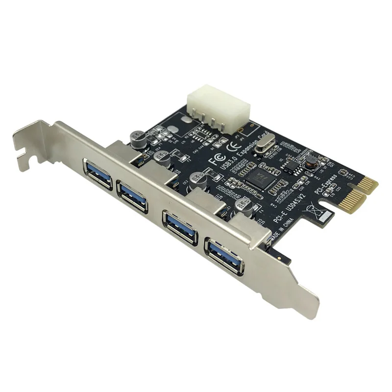 

U3V PCI Express Post Card PCI-E USB 3.0 Adapter Card 4 Ports 5 Gbps PCIE Expansion Card Add On Card for Windows System