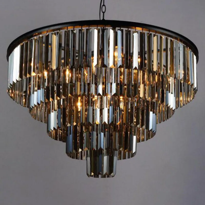Современный элегантный блеск K9 tamanho do Artigo de Cristal Cinza esfumadas cristal suspensao Lamparas para cafet Re