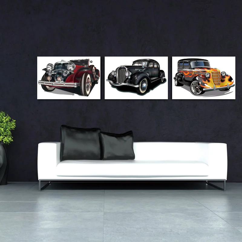 

Wall Art Decor Home canvas picture Classical Vintage Car Canvas Paintings For The Living Room Modular Paintings 3 panels