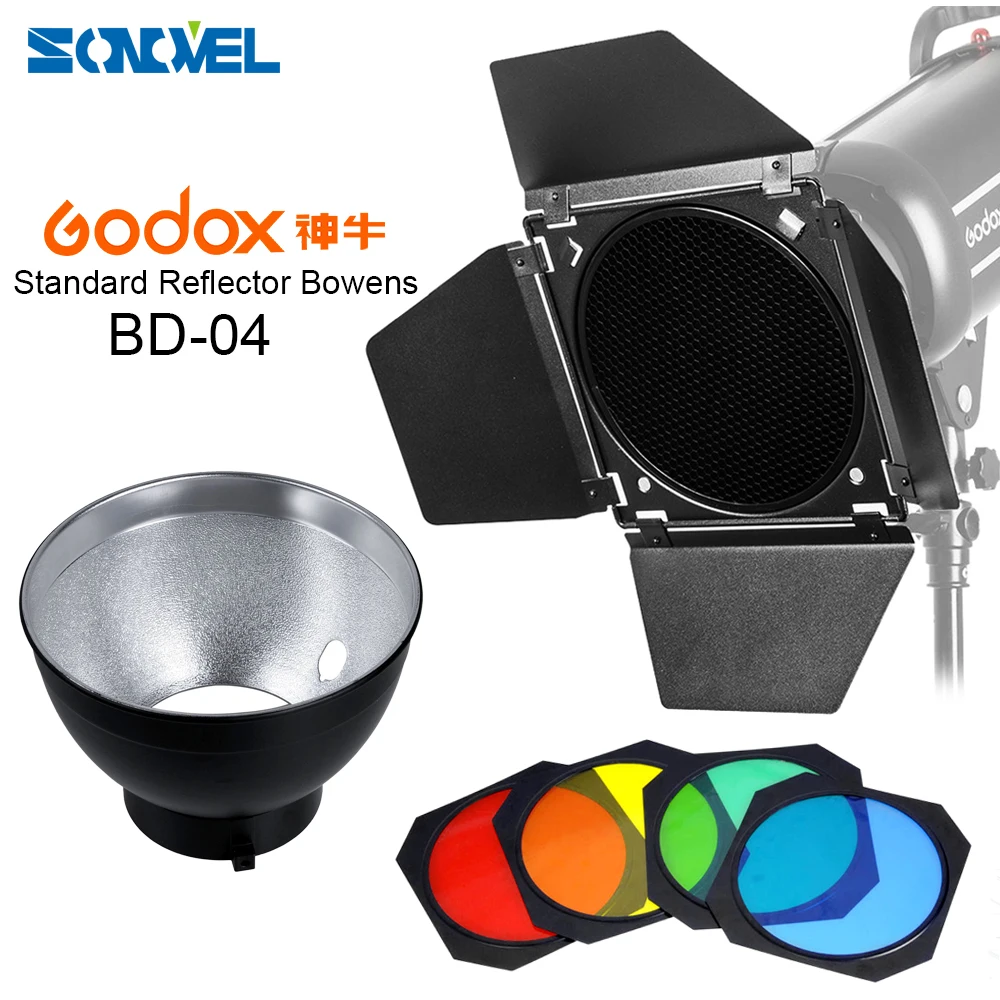 Godox BD 04 амбар дверь сотовая сетка 4 цвета фильтр + Bowens крепление отражатель для Studio