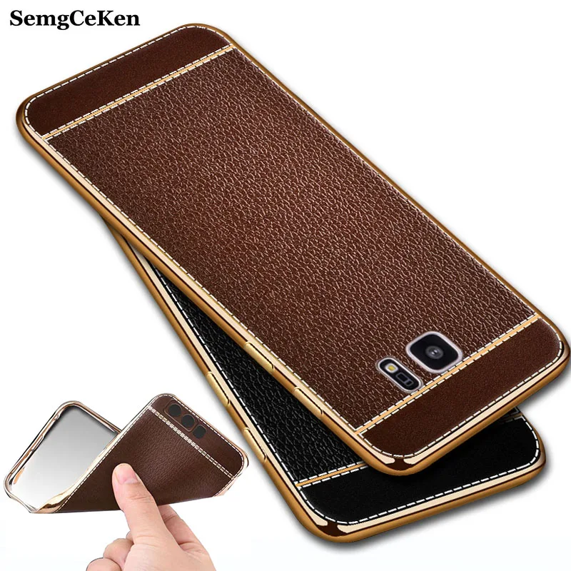 SemgCeKen luxury original coque cover case for samsung galaxy s7 s7edge s 7 edge tpu soft leather silicone silicon phone back |