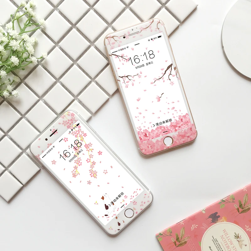 Мультяшное закаленное стекло для iPhone 8 8plus 7 7plus полное покрытие экран с мягкими краями протектор для iPhone 6 6s Милая защитная пленка