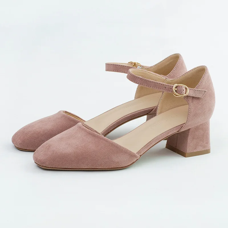 Сандалии женские из флока с закрытым носком классические туфли ремешком на