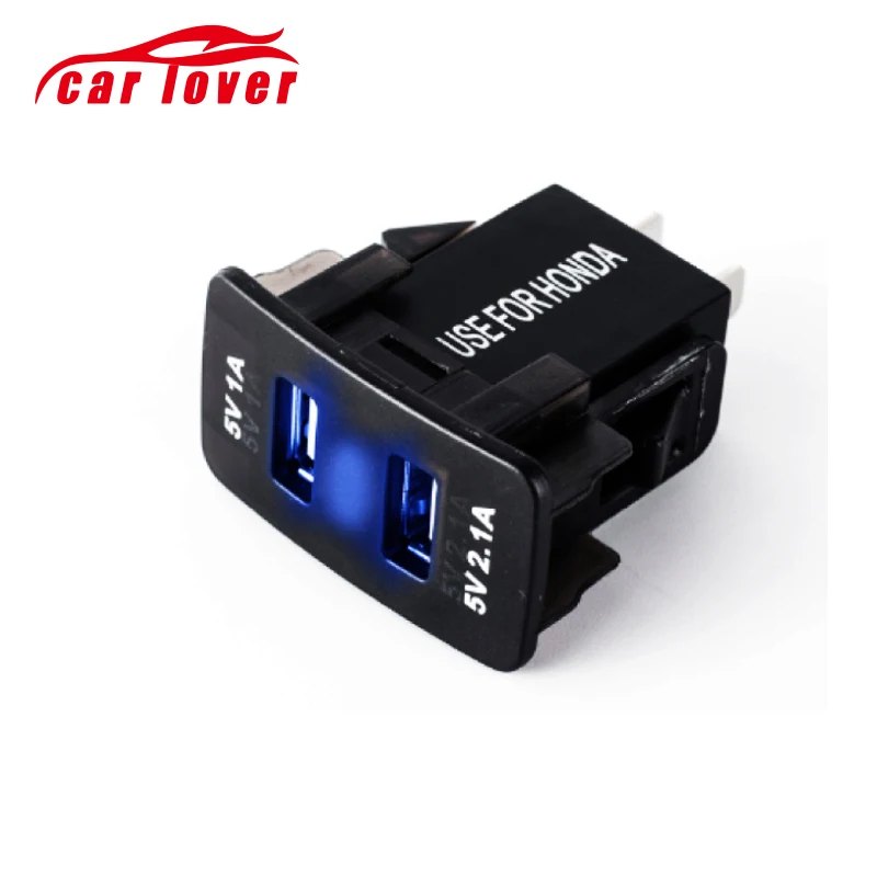 Синий двойной автомобильный USB зарядное устройство прикуриватель для Honda Accord Civic