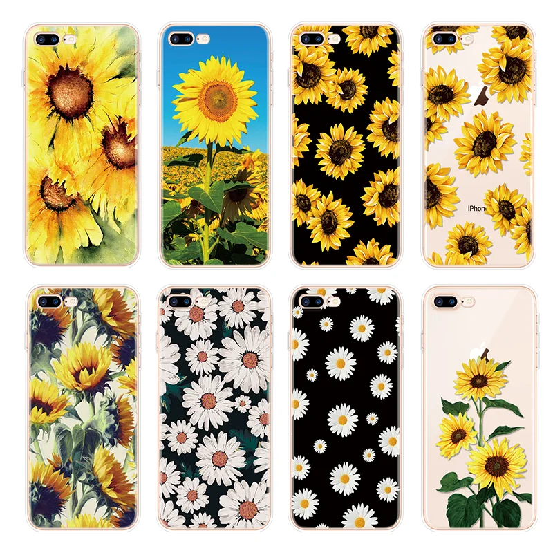 Чехол с цветочным рисунком Дейзи Подсолнух для iPhone 12 11 Pro Xs Max 6 6S TPU чехол 7 8 Plus X 4 5 5S