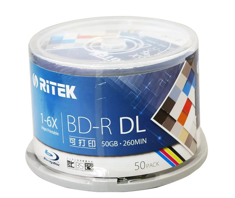 Диск BDR для печати 50 г шт./упак. RITEK 1 6x гб диск Blue ray пустой 100% подлинный Ritek