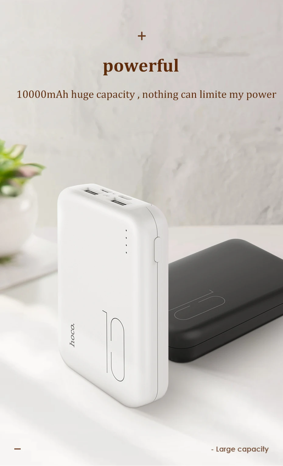 HOCO power Bank 10000 мАч Мини USB светодиодный внешний аккумулятор портативное зарядное устройство power bank для iphone X xiaomi 9 huawei P30 Быстрая зарядка