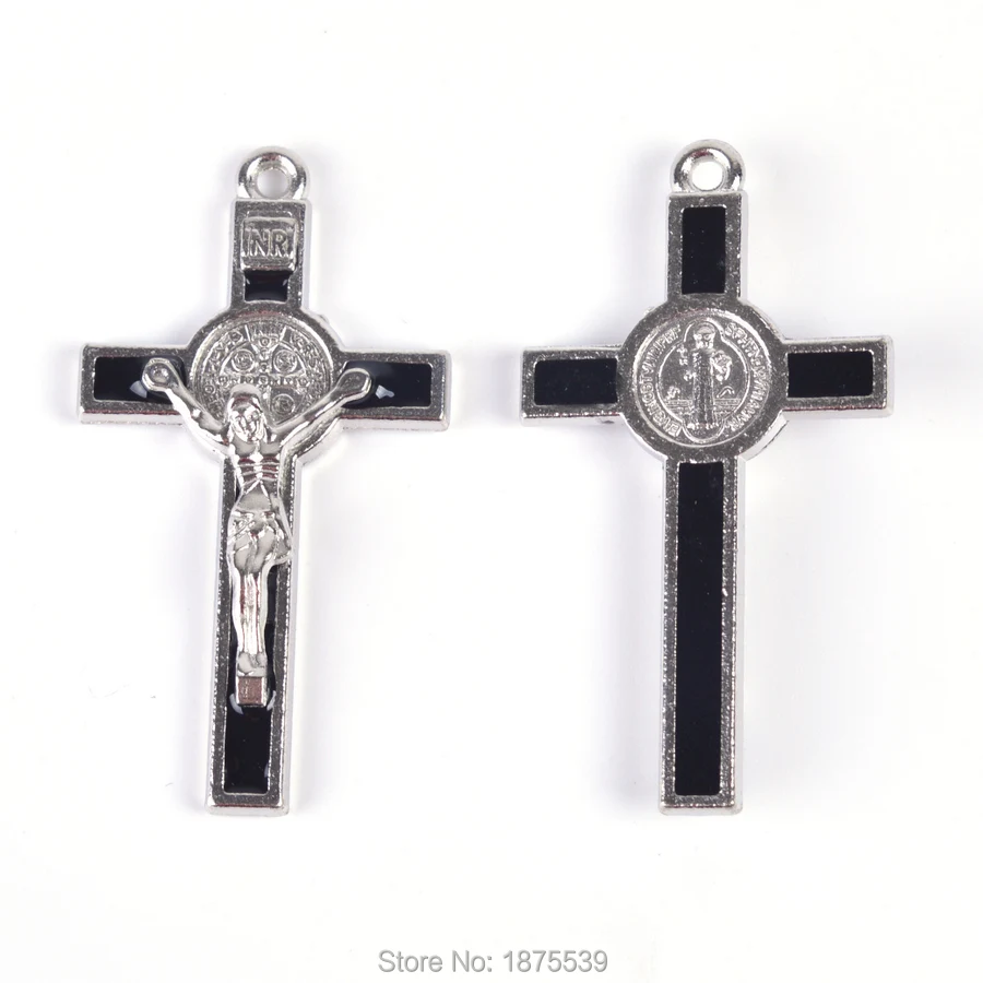 Large Black Green St Benedict Crucifix Pendant 53*29 mm | Украшения и аксессуары