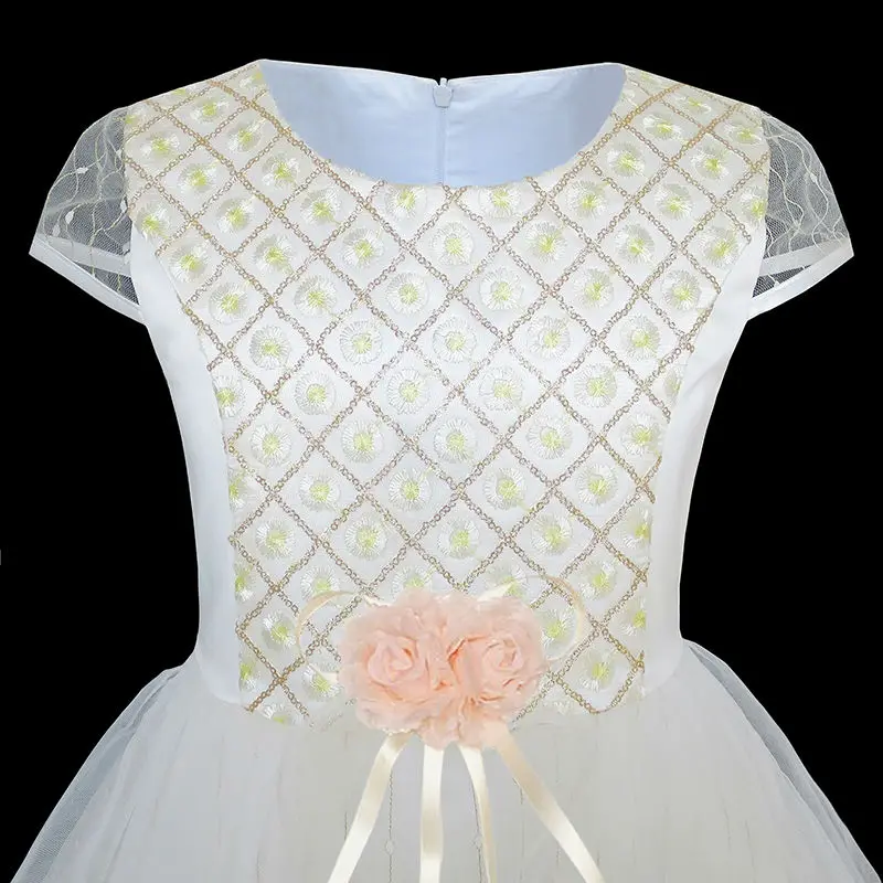 Платье с цветочным узором для девочек Сверкающее свадебное платье торжеств