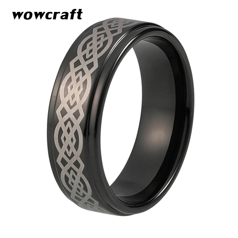 Мужские Женские 8 мм с черным покрытием лазерной гравировкой Вольфрам Карбидное
