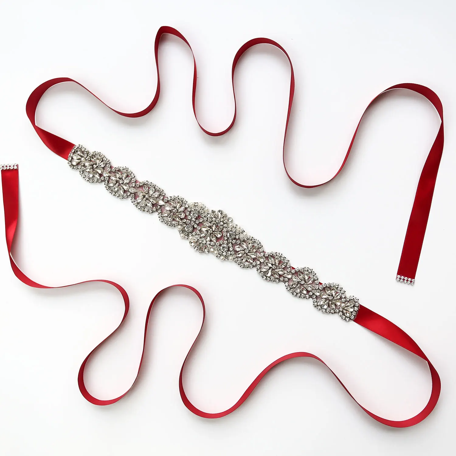 Женский ремень для свадебного платья 21 ленточный цвет синий белый серебристый