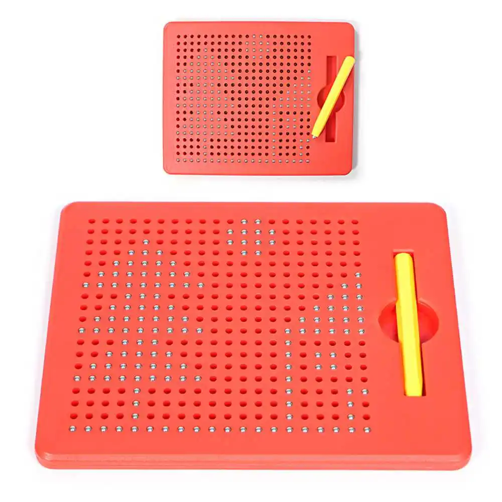 Red Игрушки для рисования, магнитный планшет, магнитная подушка, стальные шарики для рисования, обучающие игрушки для детей, рождественские подарки - Цвет: Red