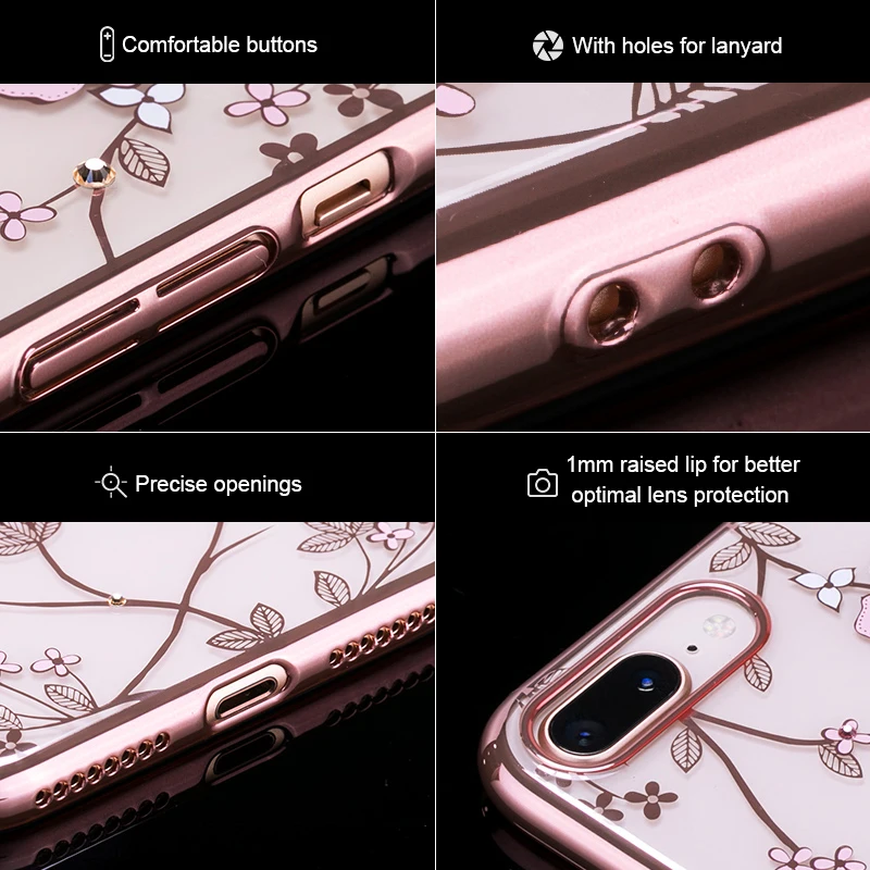 KAVARO чехол для iPhone 7 8 Plus кристаллами от Swarovski Diamond ПК покрытием пчелы цветок крышка