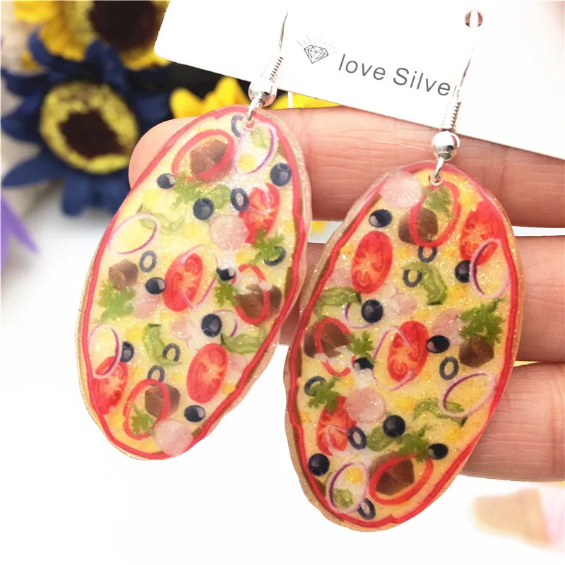 Креативные Мультяшные висячие серьги с мороженым гамбургером пиццей забавные