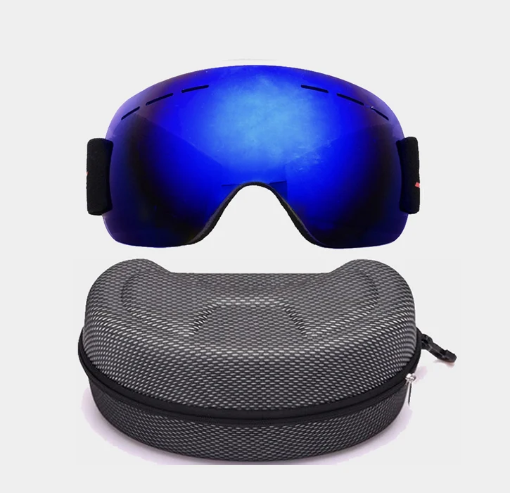 Blue (with case) Высокое качество лыжные очки UV400 противотуманные мужские и женские лыжные очки сноуборд большая маска с коробкой - Цвет: Blue (with case)