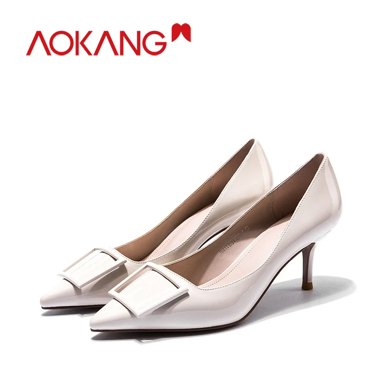 AOKANG/2019 г. Весенняя модная обувь женские туфли лодочки на высоком каблуке офисные