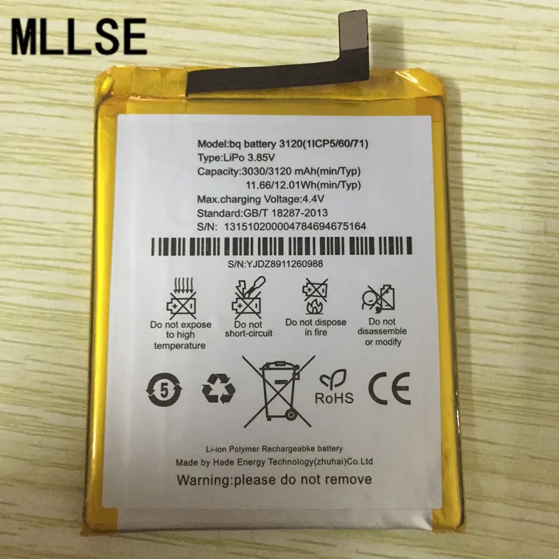 Аккумулятор MLLSE 3120 мАч для BQ Aquaris X5 Plus аккумулятор мобильного телефона|battery for|phone