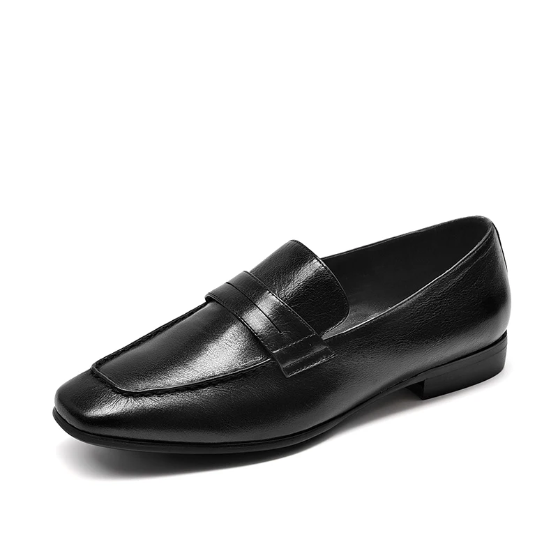 Black BeauToday/Пенни Лоферы для женщин из коровьей кожи с квадратным носком без застежки; Новинка; сезон весна; женская обувь на плоской подошве ручной работы; 27134 - Цвет: Black