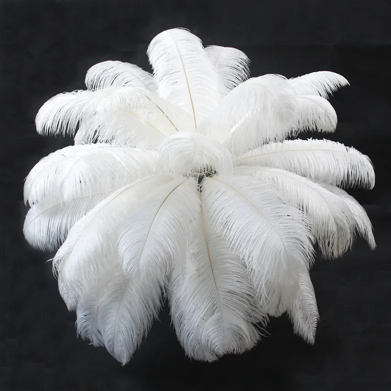 Pluma de avestruz blanca natural de 50 piezas, pluma de avestruz de 50-55 cm / 20 a 22 pulgadas para decoraciones de boda, plume de alta calidad-0