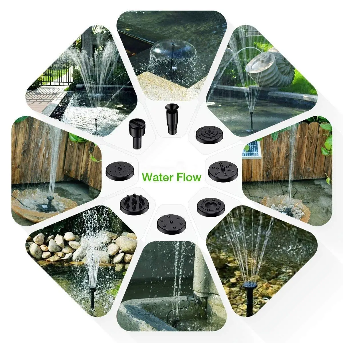 

Solar Power Fountain 15W Solar Panel+Brushless Water Pump Kit with Battery Remote Control for Garden Pond Bird Bath