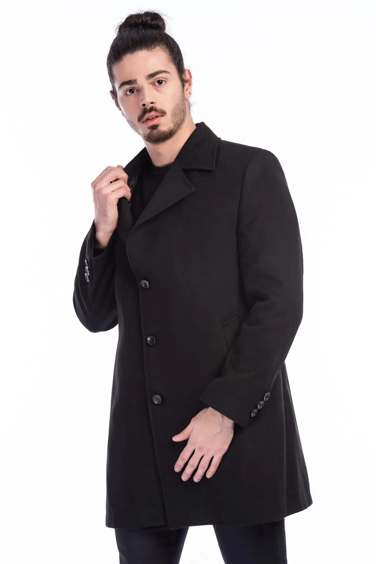 Мужская Черная Overcoat 1020001P8319 Dewberry.|Мужские куртки| |