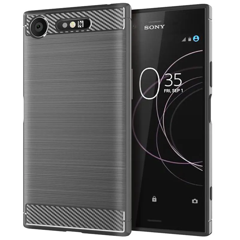 Серый Компактный чехол для sony Xperia XZ1, простой матовый Силиконовый чехол-накладка из углеродного волокна для sony Xperia 1, 5, 10 Plus - Цвет: Серый
