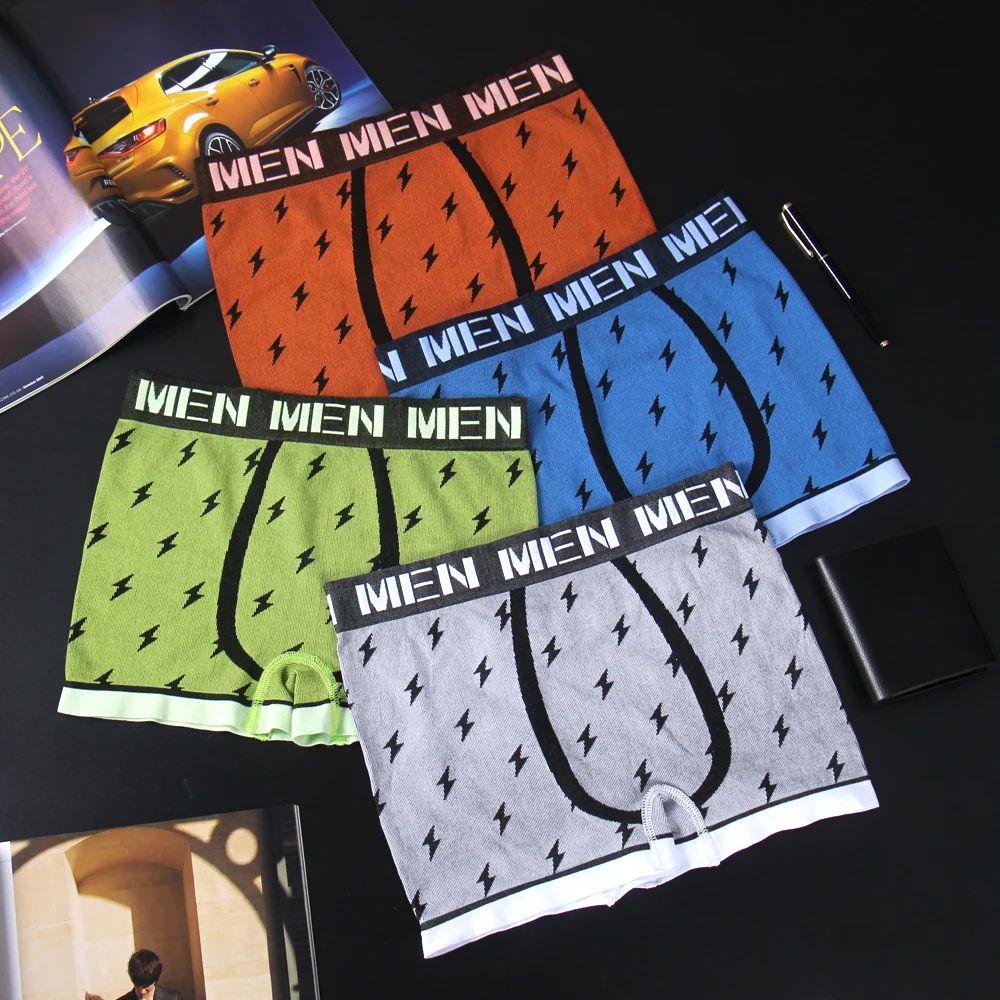 4 шт./лот сексуальное мужское нижнее белье боксеры шорты с рисунком грома трусы